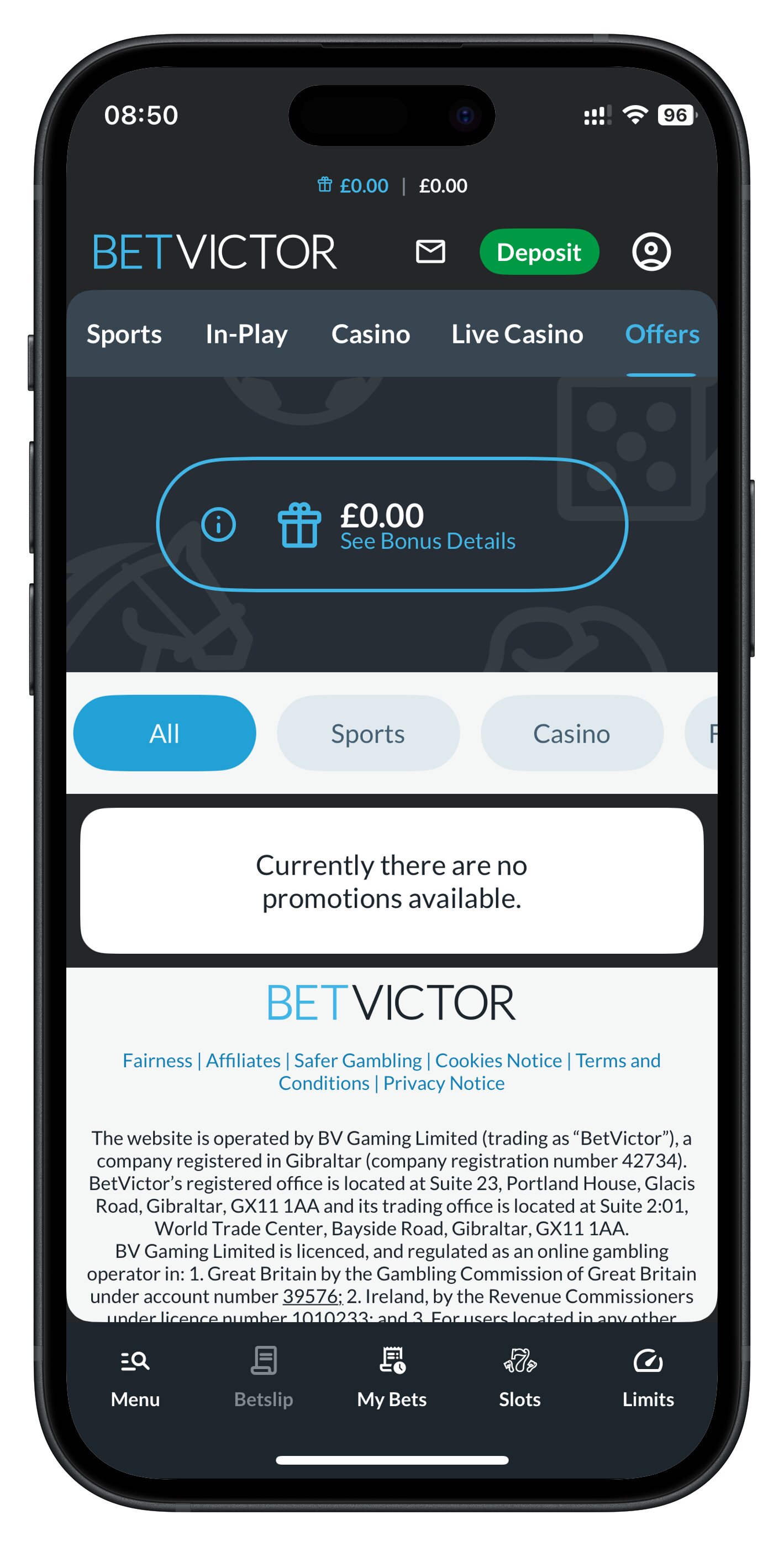 betvictor app promotions page