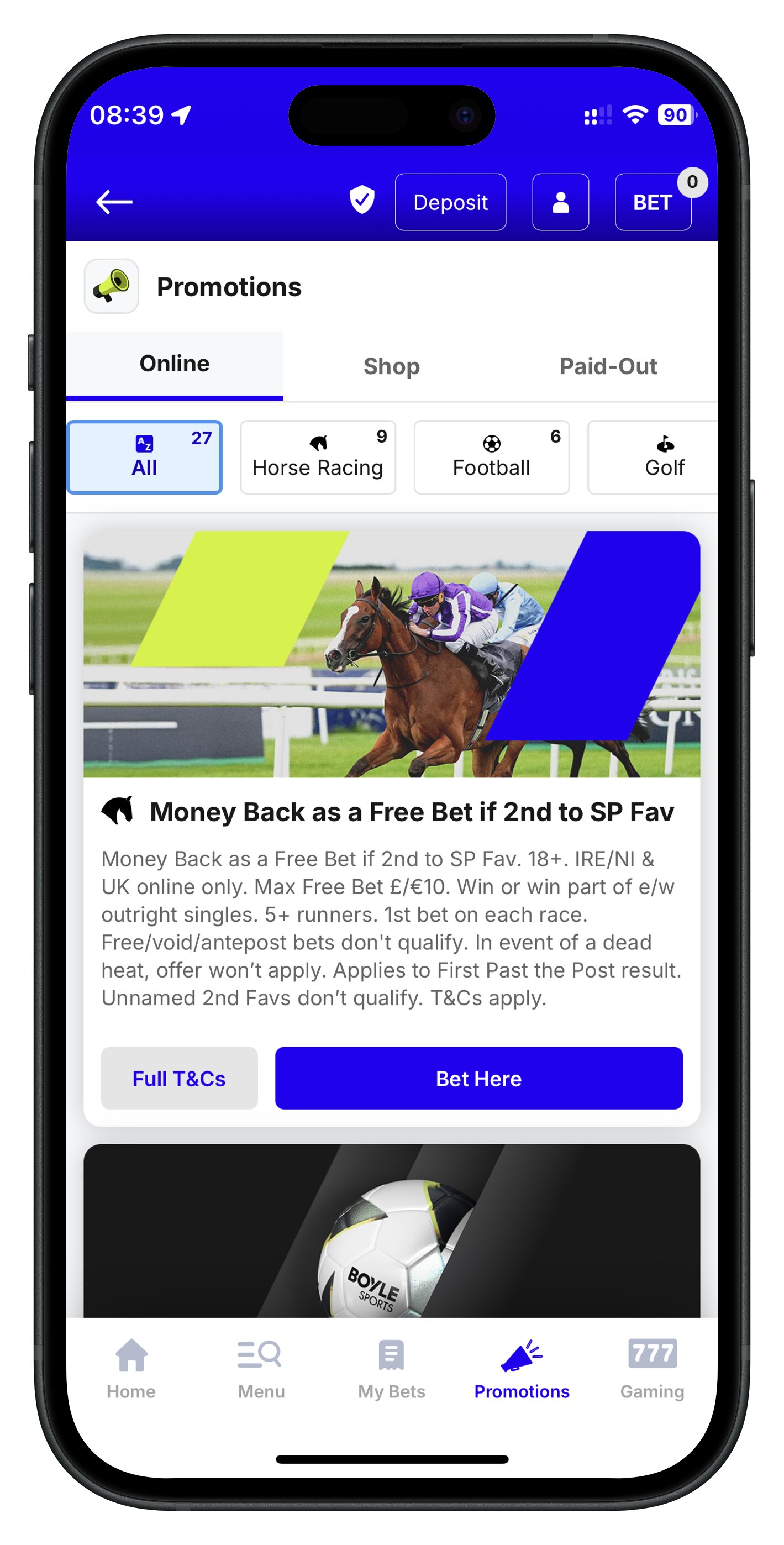 boylesports app promotions page