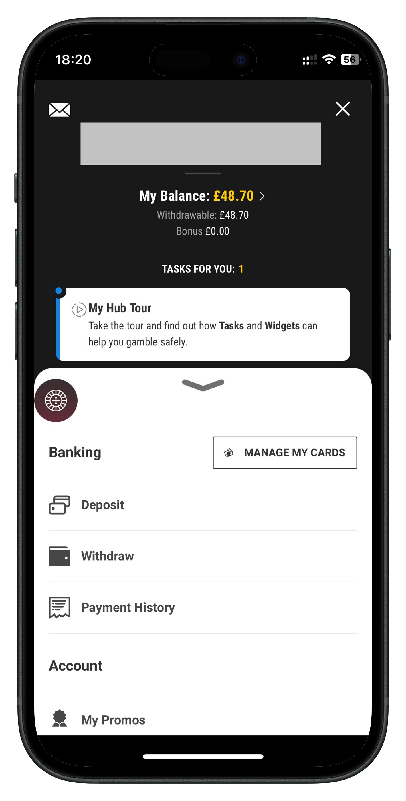 bwin app account page