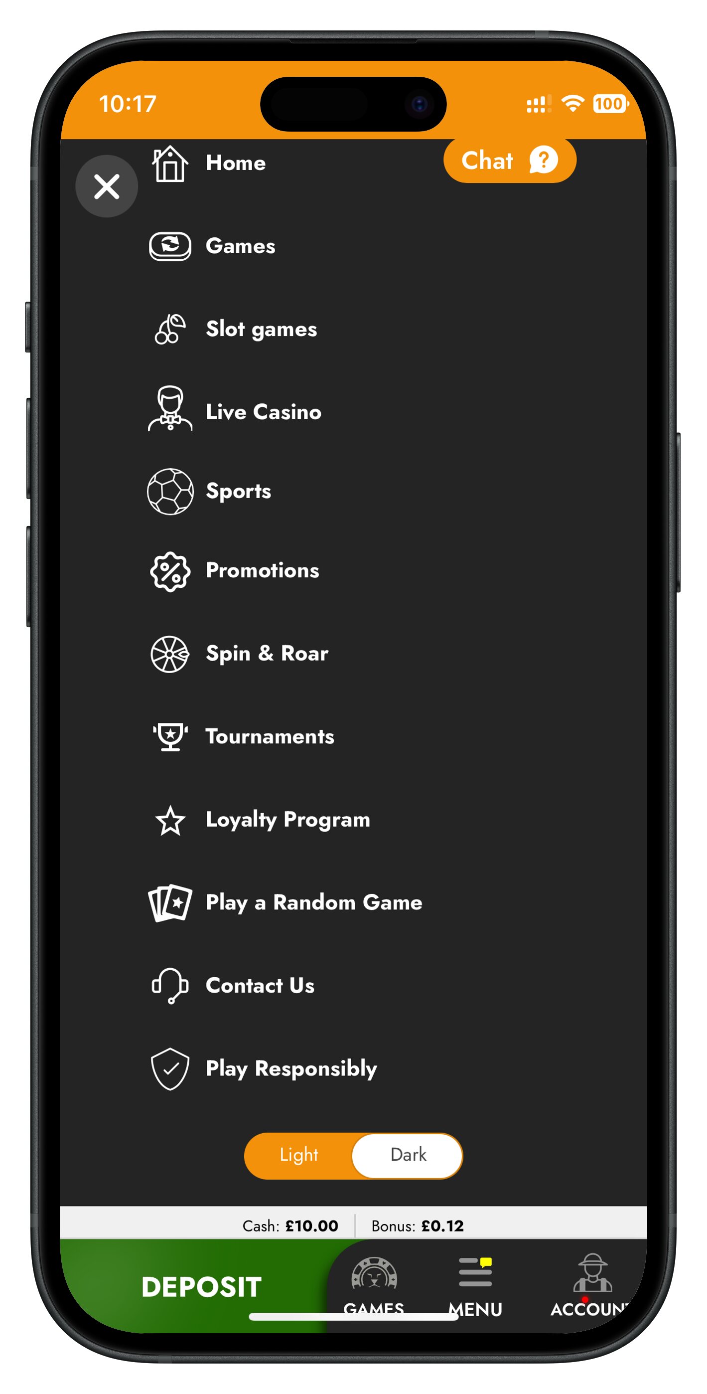 casimba app dark mode