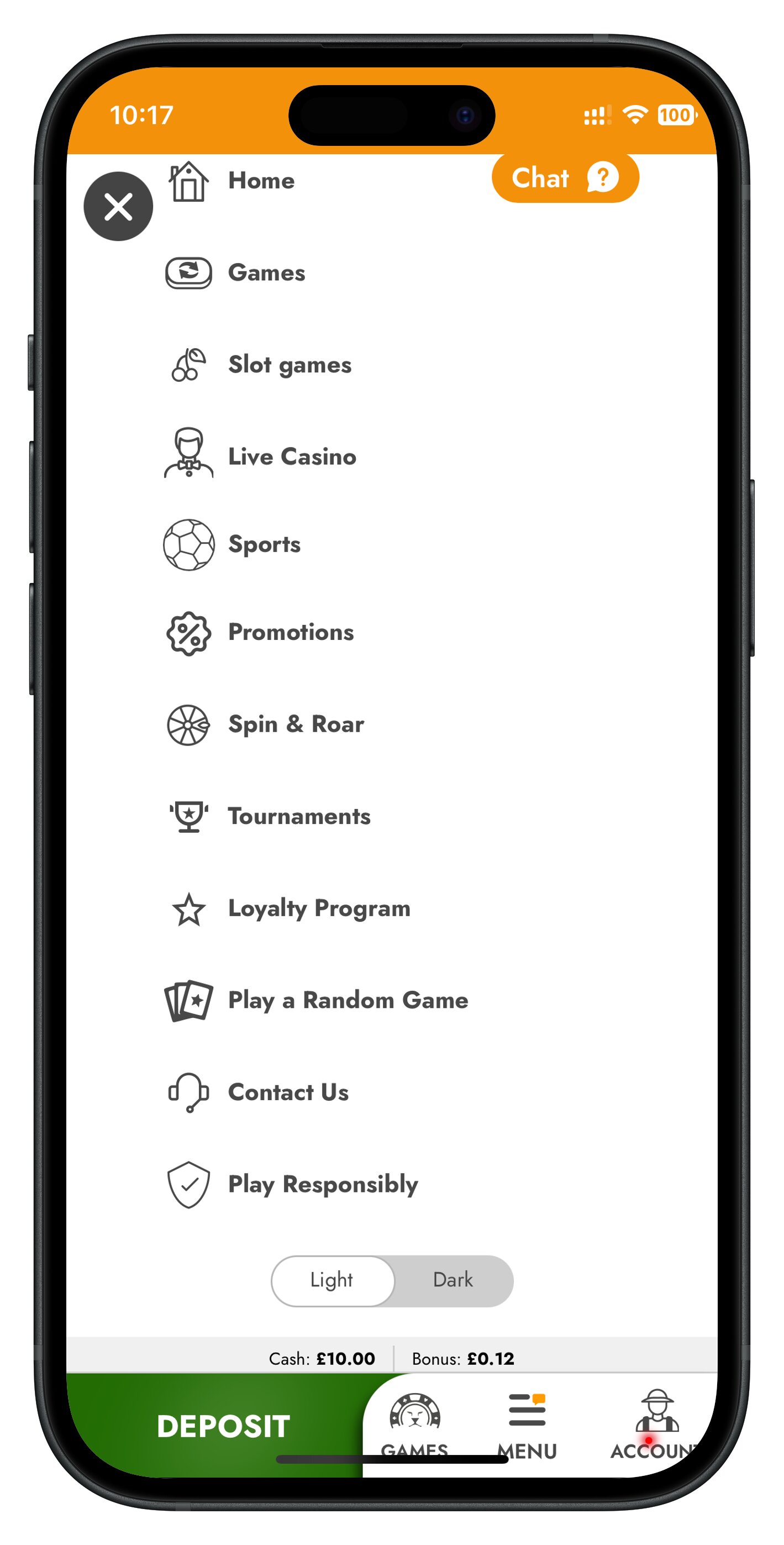 casimba app light mode