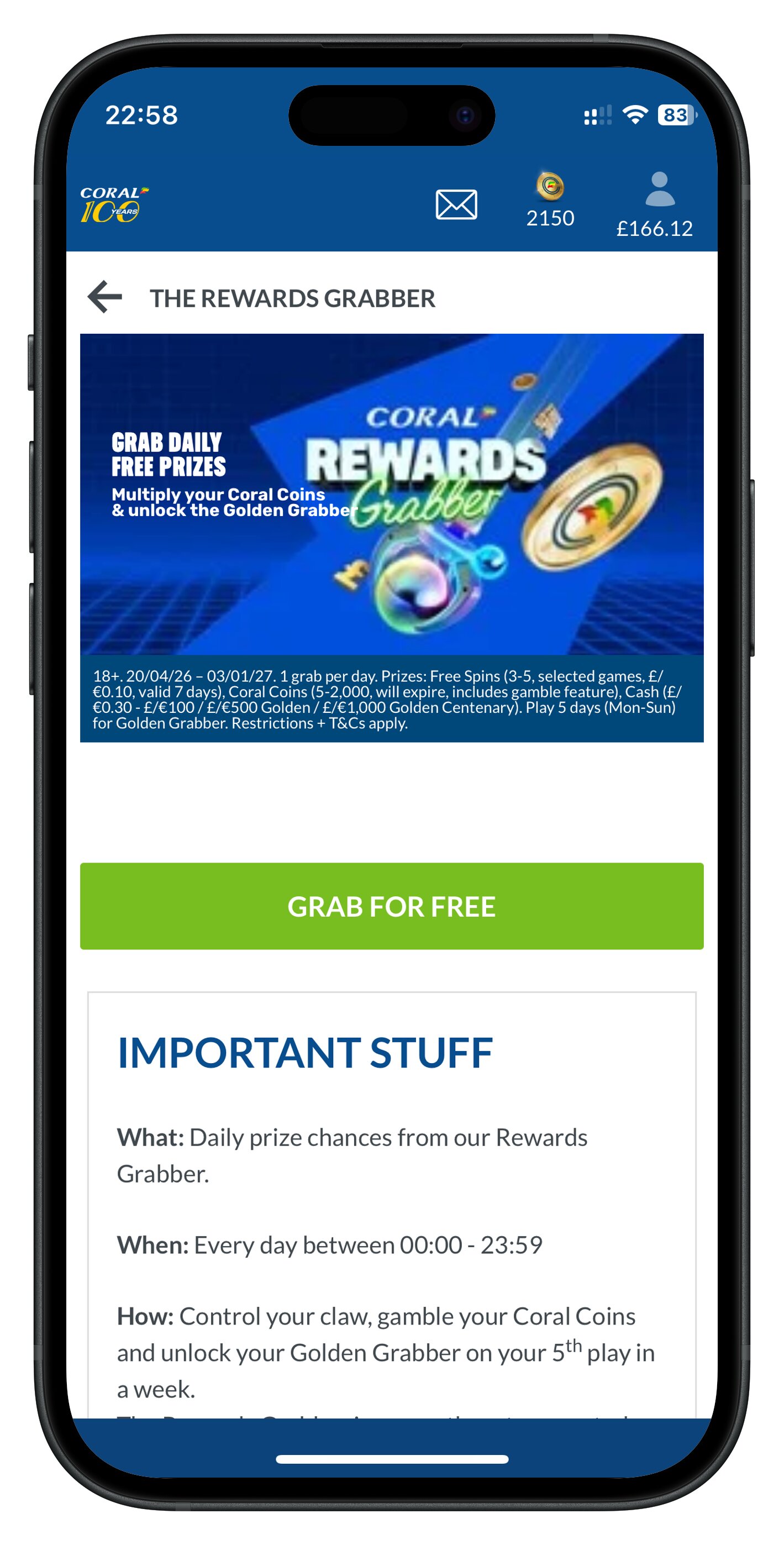 coral app rewards grabber