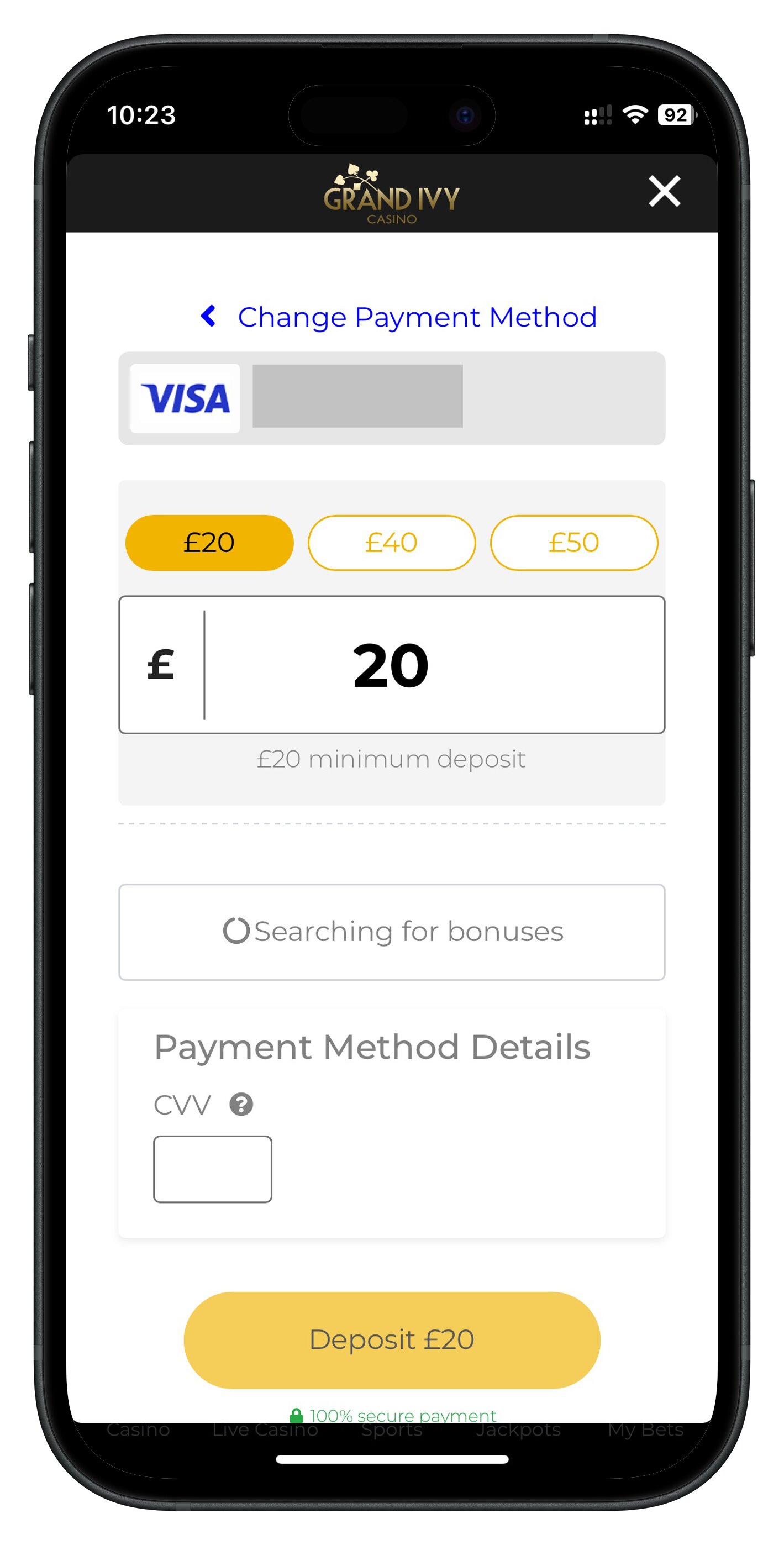 grandivy app deposit page