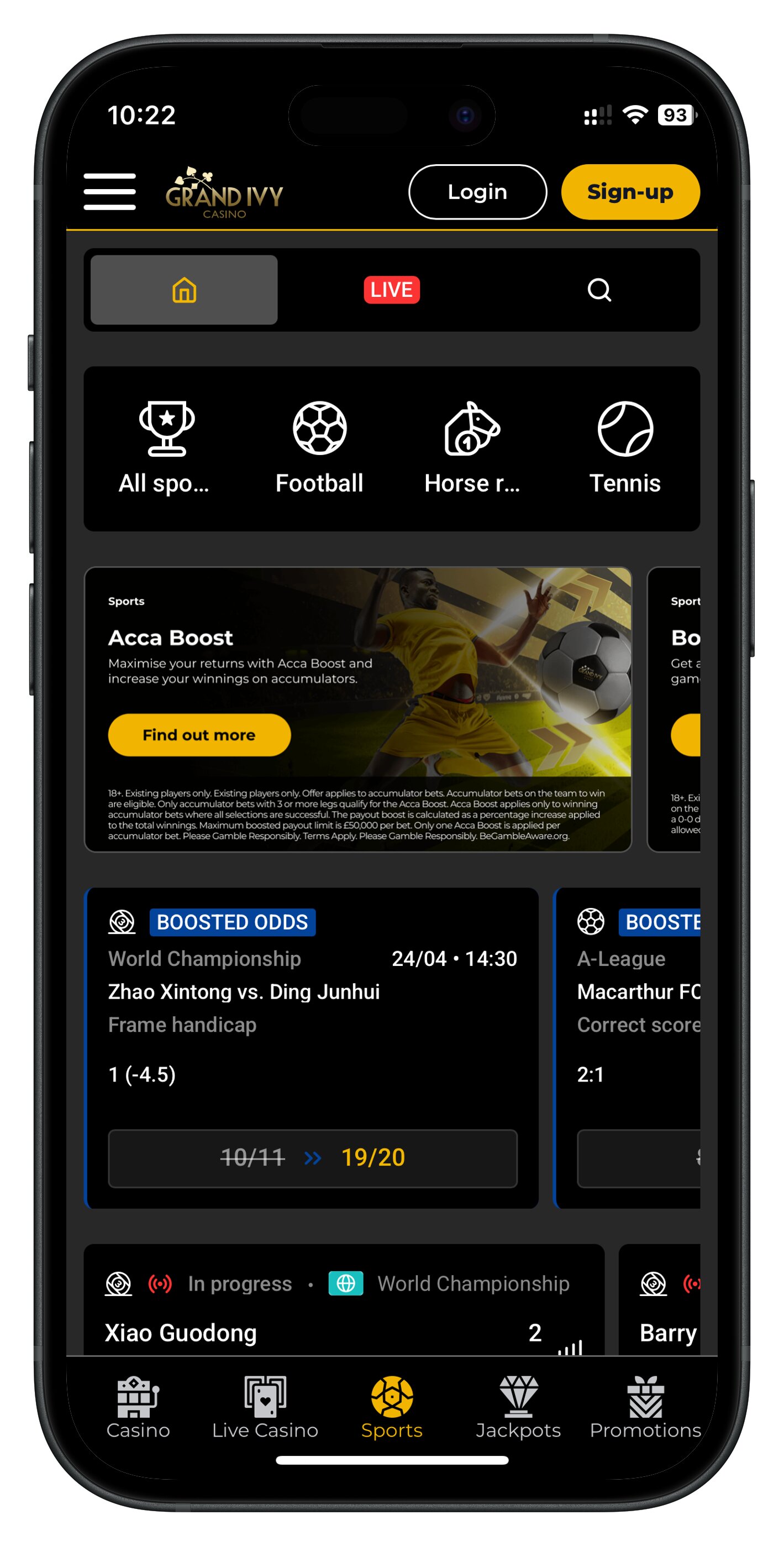 grandivy app homepage not logged in