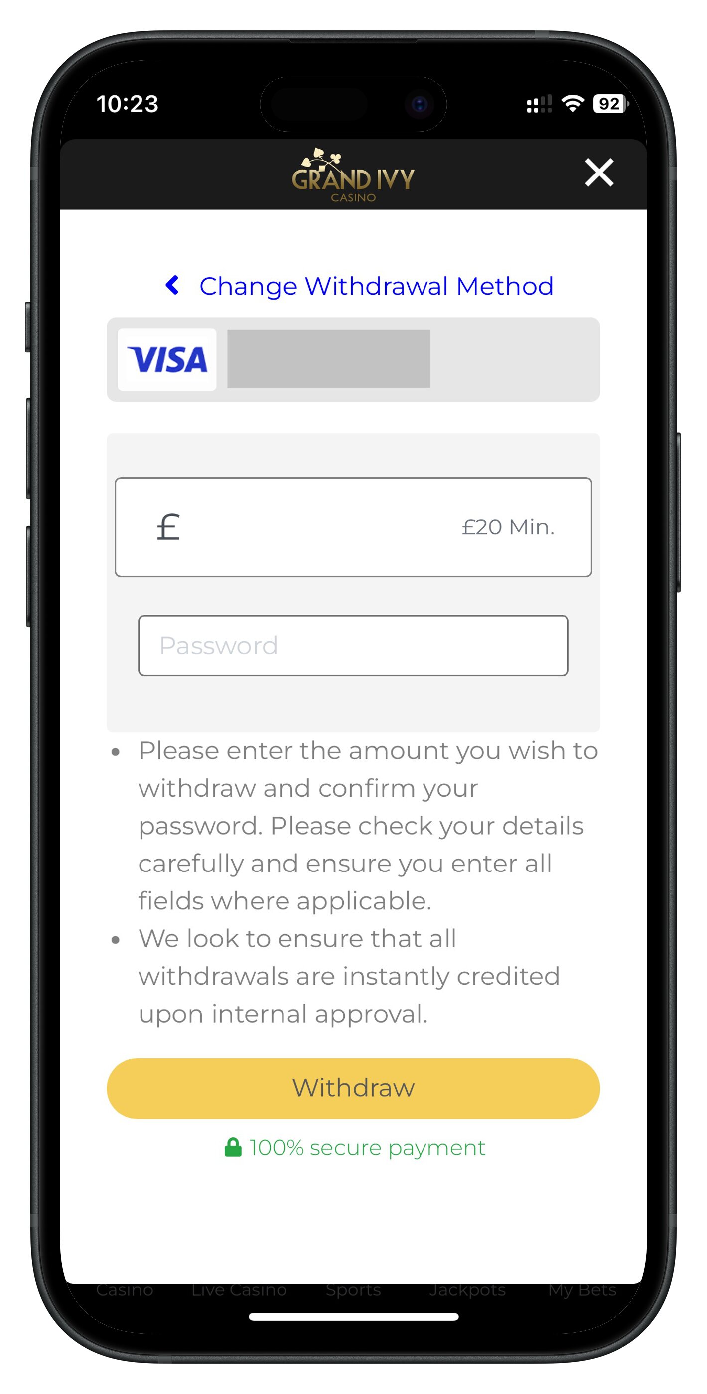 grandivy app withdraw confirm