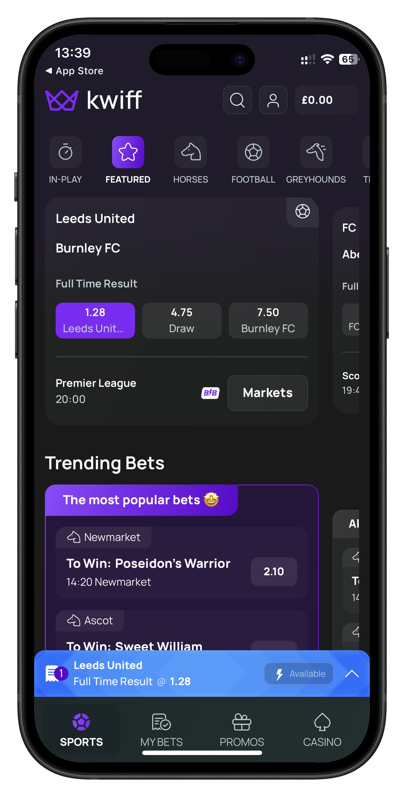 kwiff app add to betslip