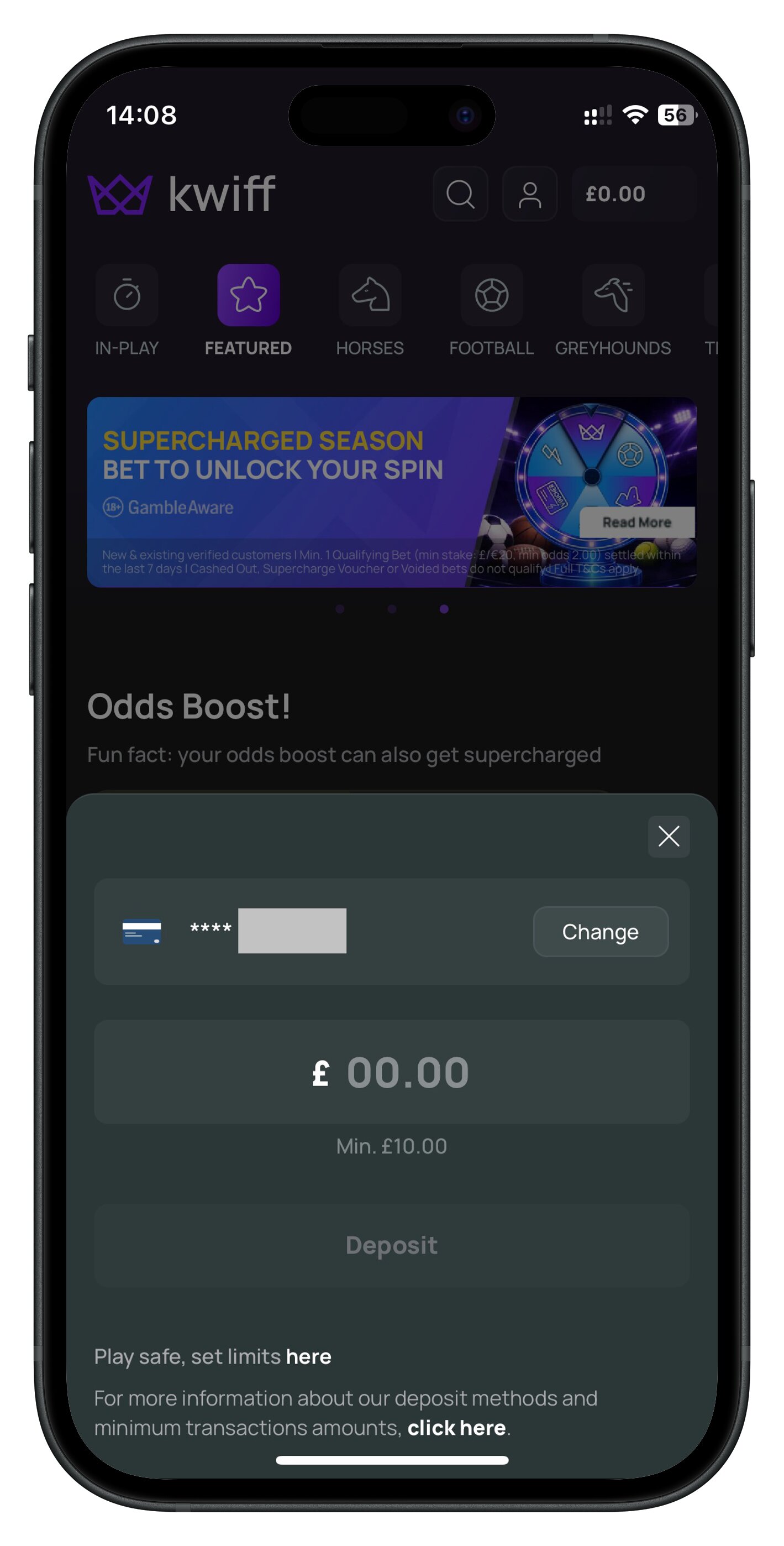 kwiff app deposit
