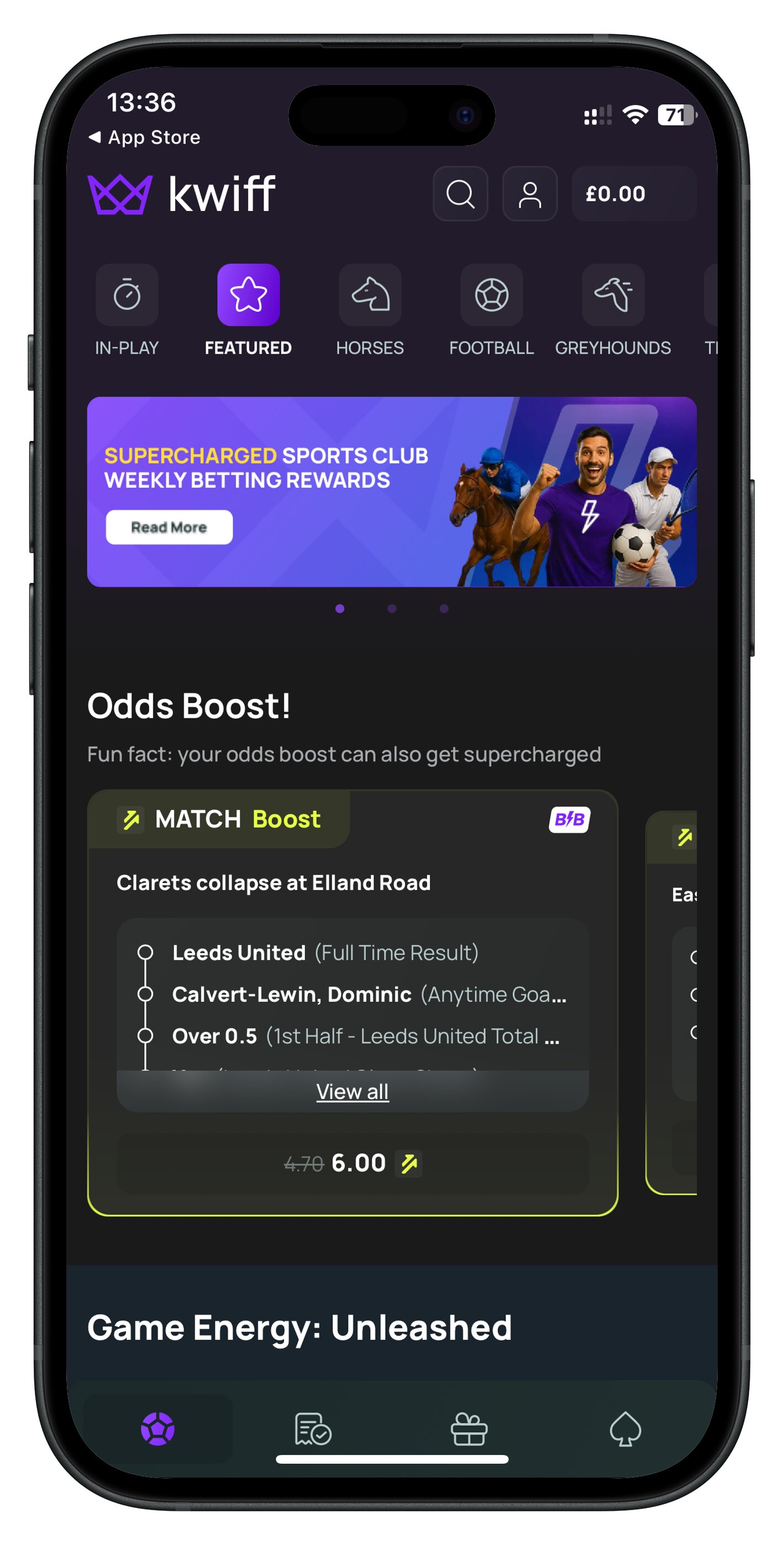 kwiff app homepage