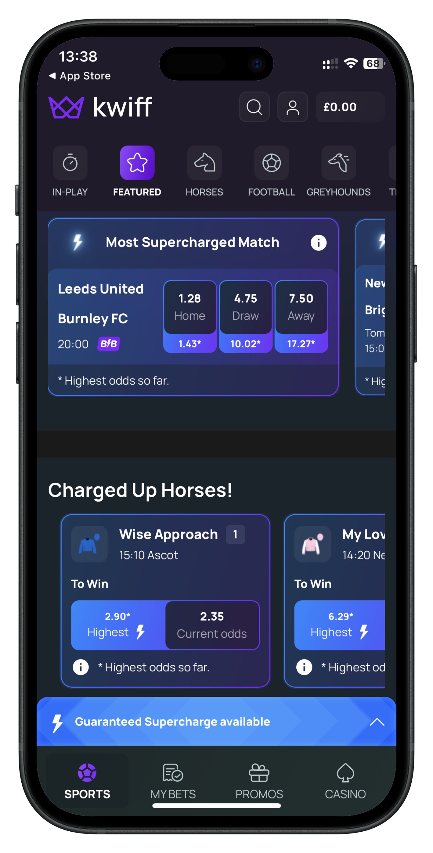 kwiff app supercharged events