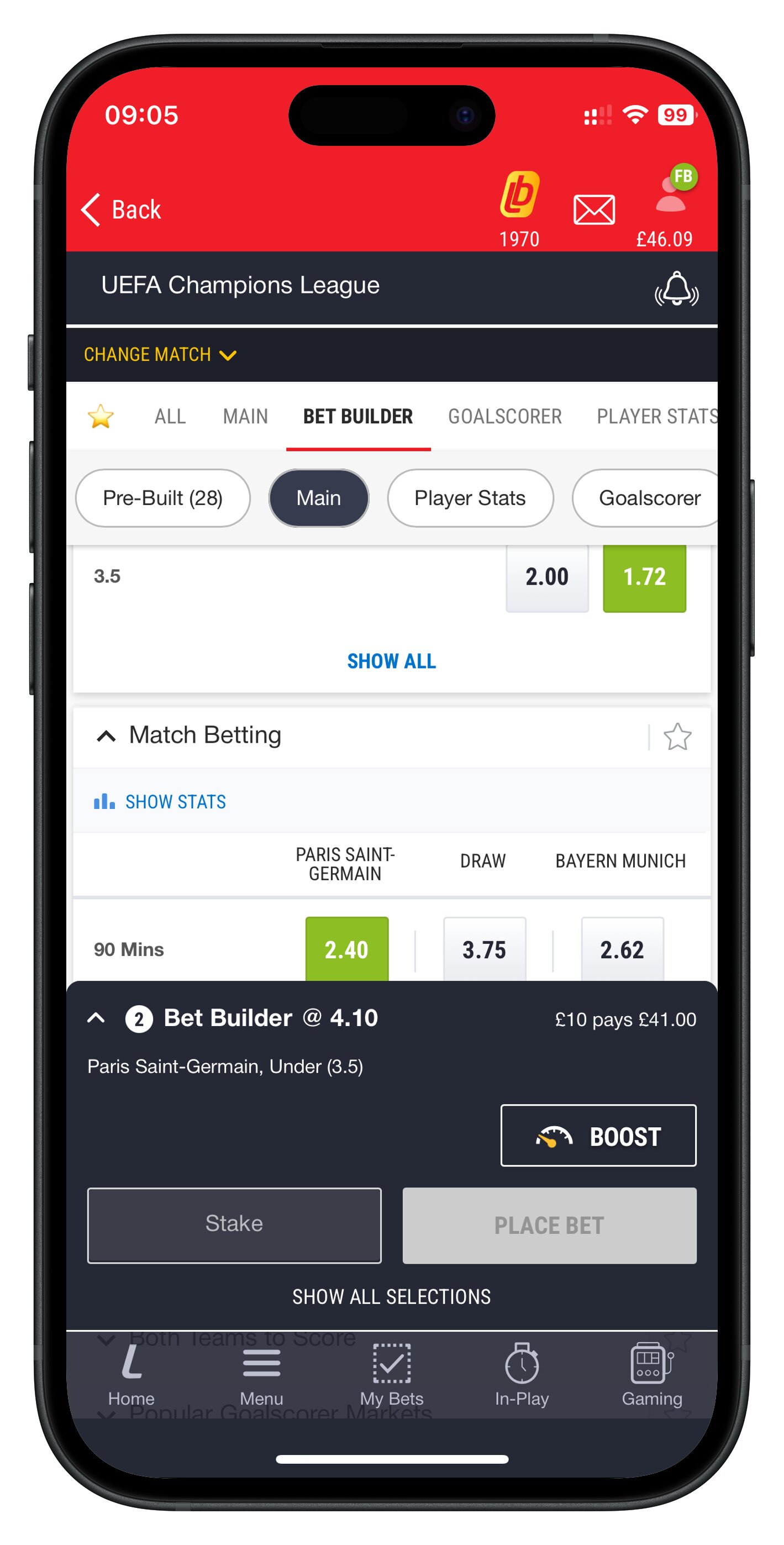 ladbrokes app bet builder step 2