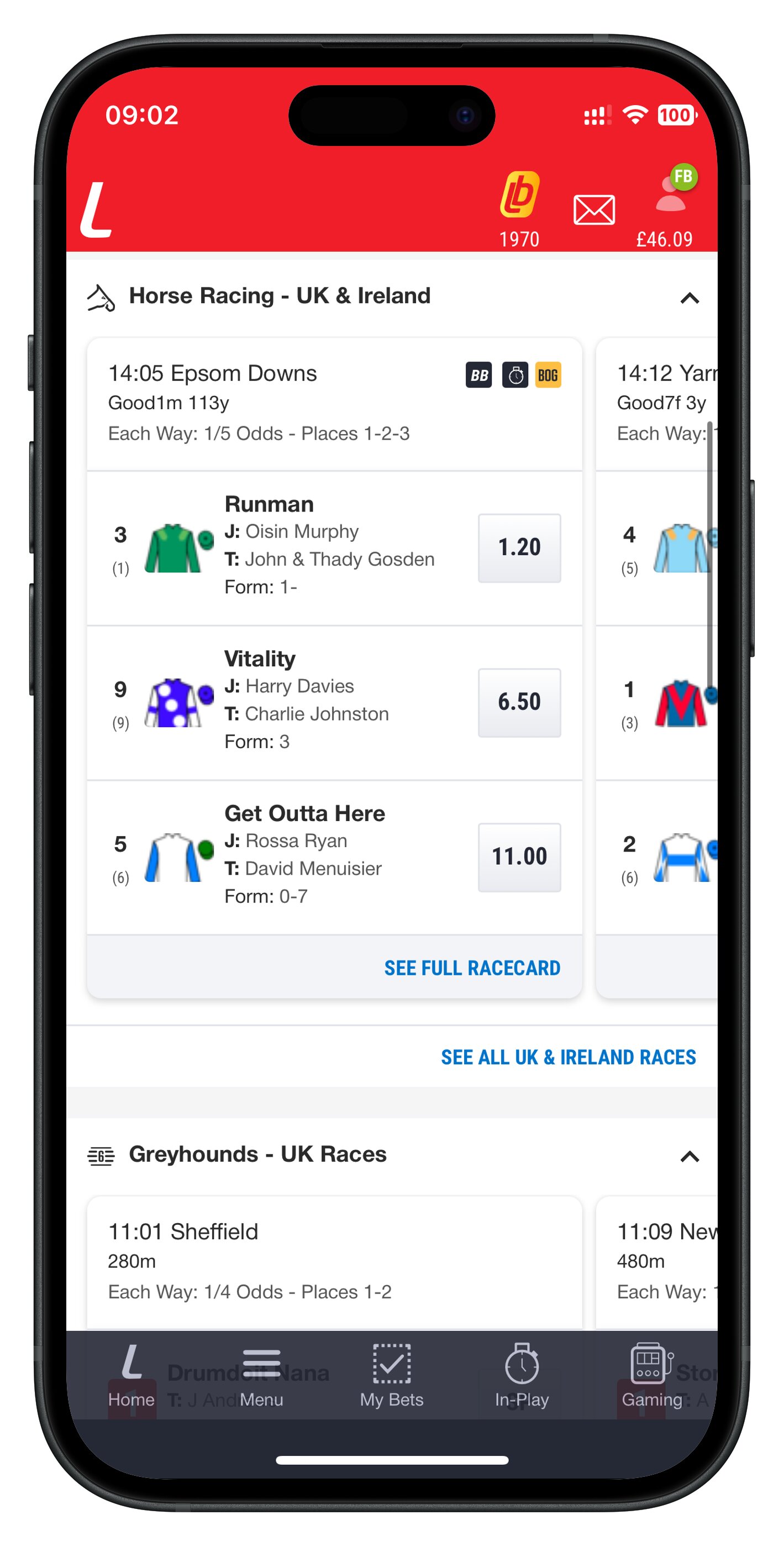 ladbrokes app horse racecards