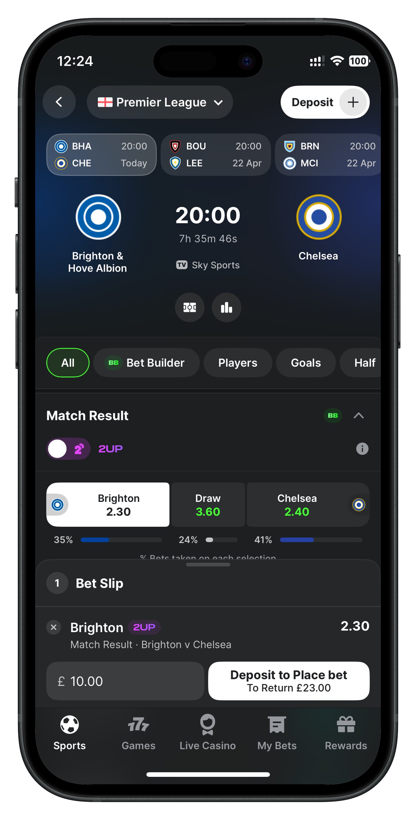 Midnite app betslip