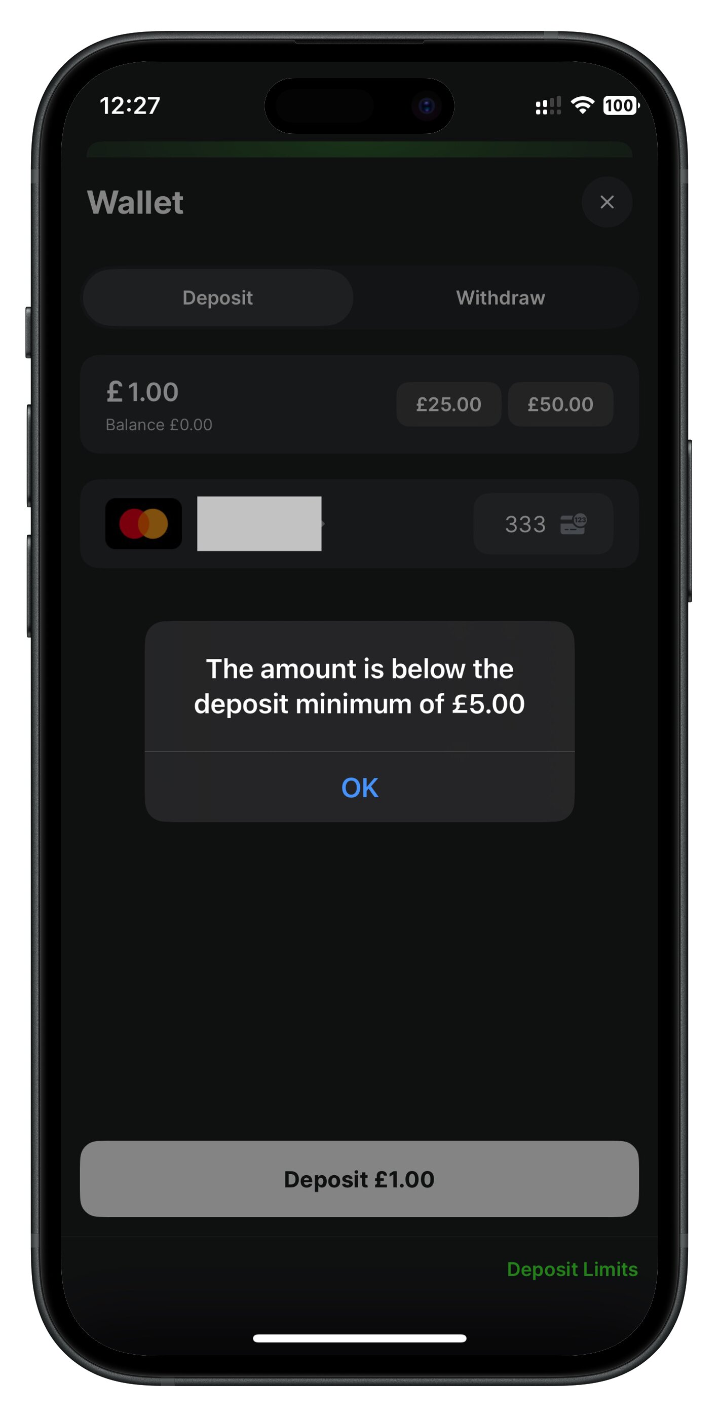 midnite app min deposit