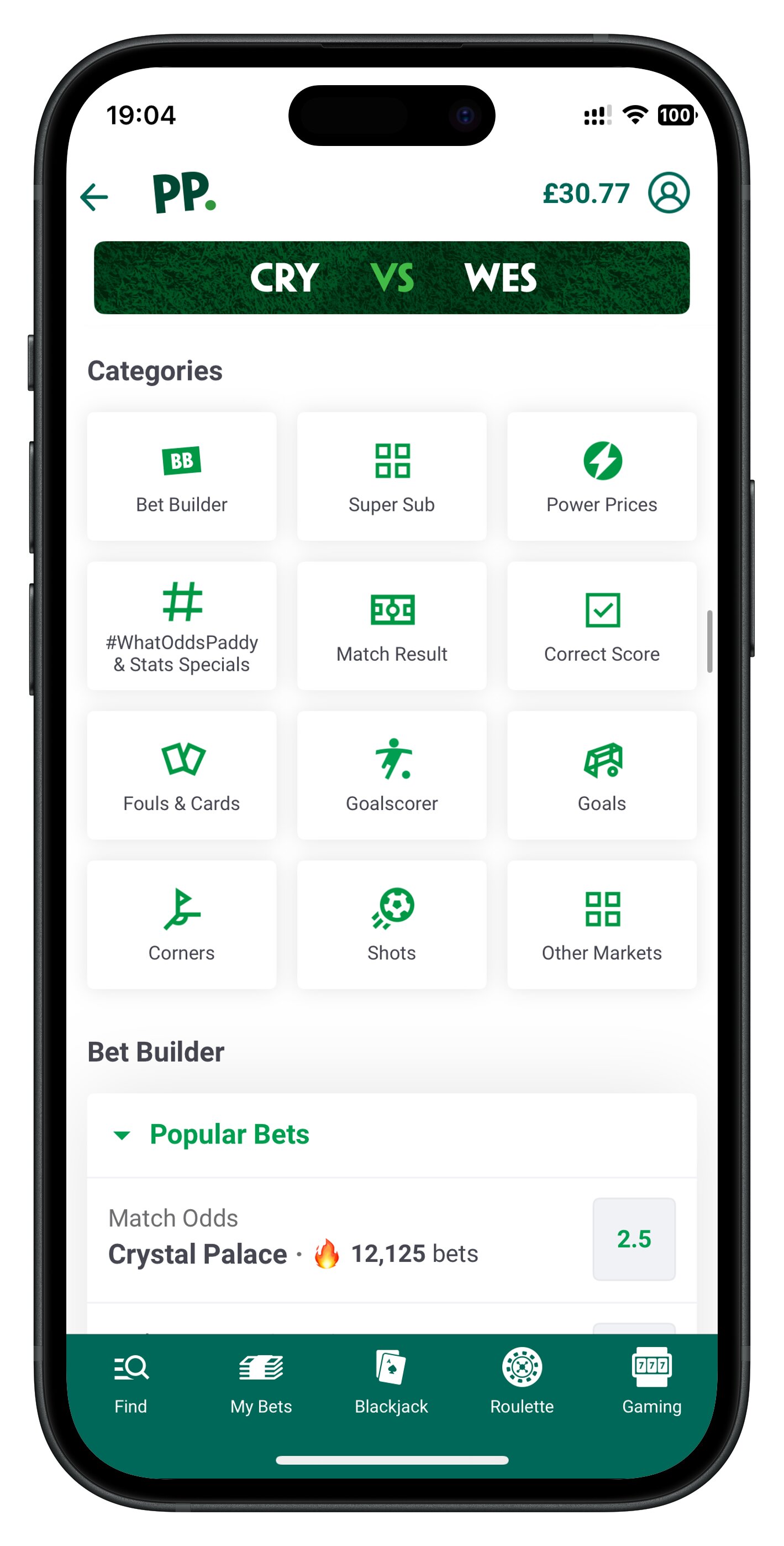paddypower app bet builder icon
