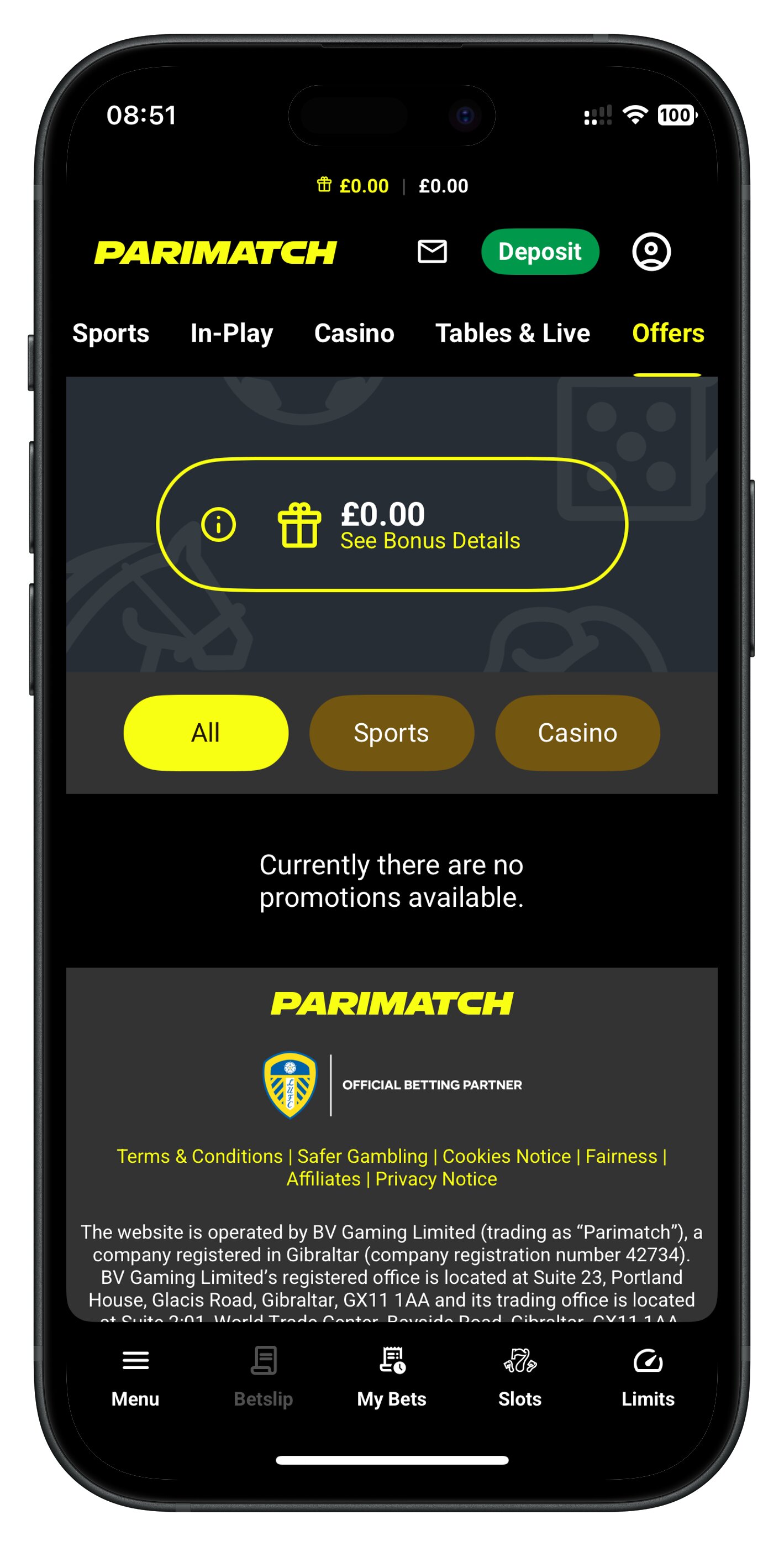 parimatch app promotions page