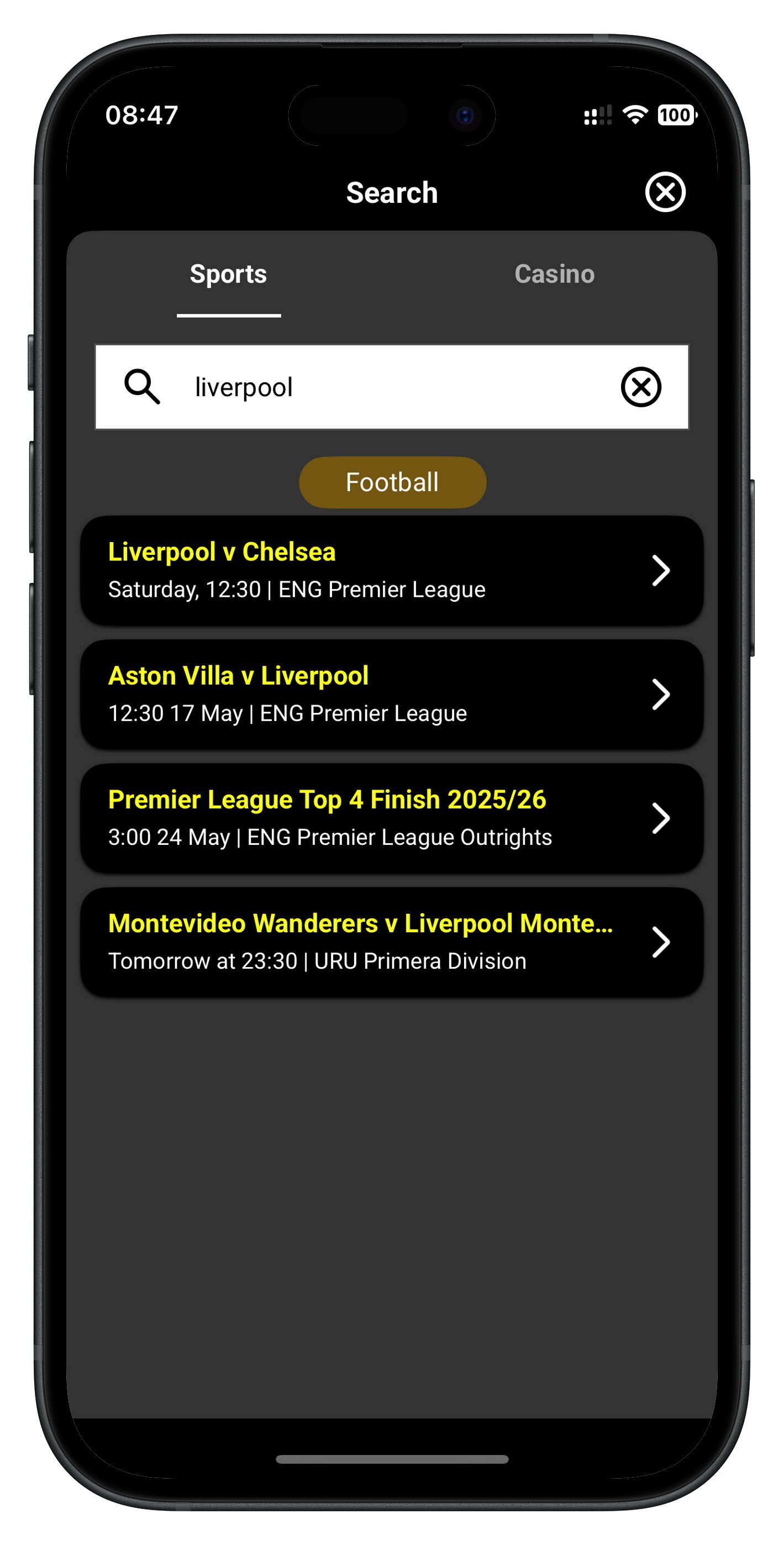parimatch app search results