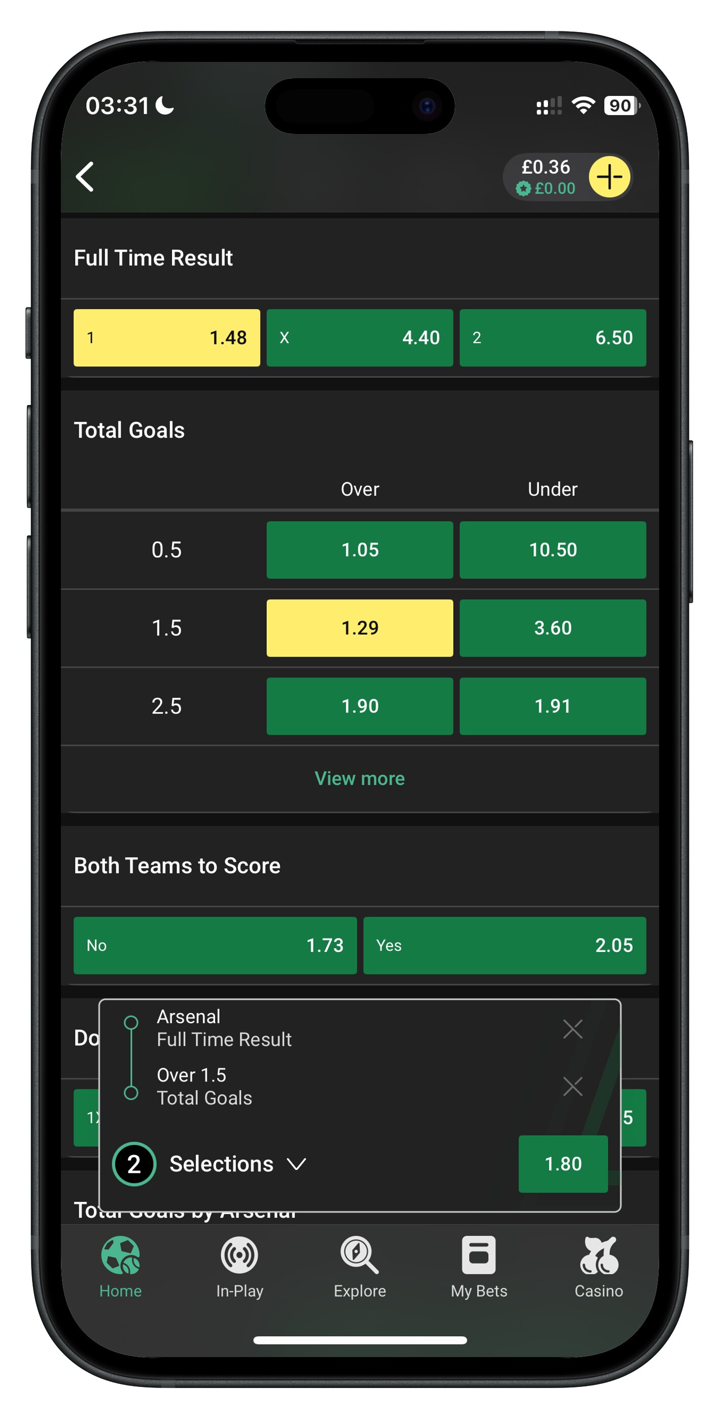 unibet app bet builder selections