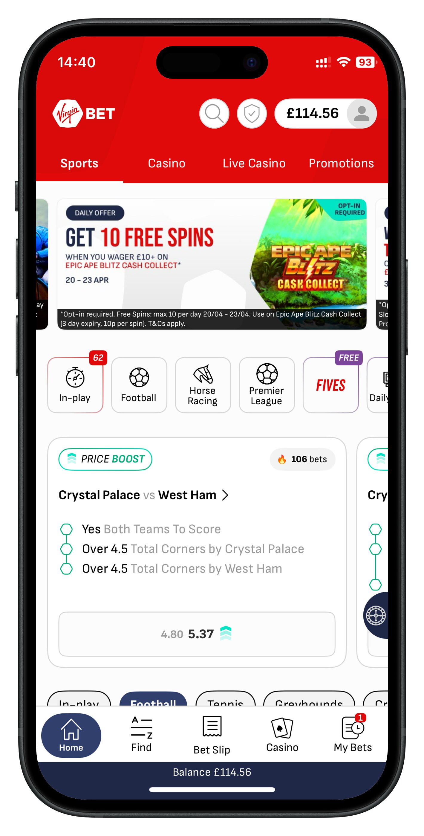 virginbet app homepage