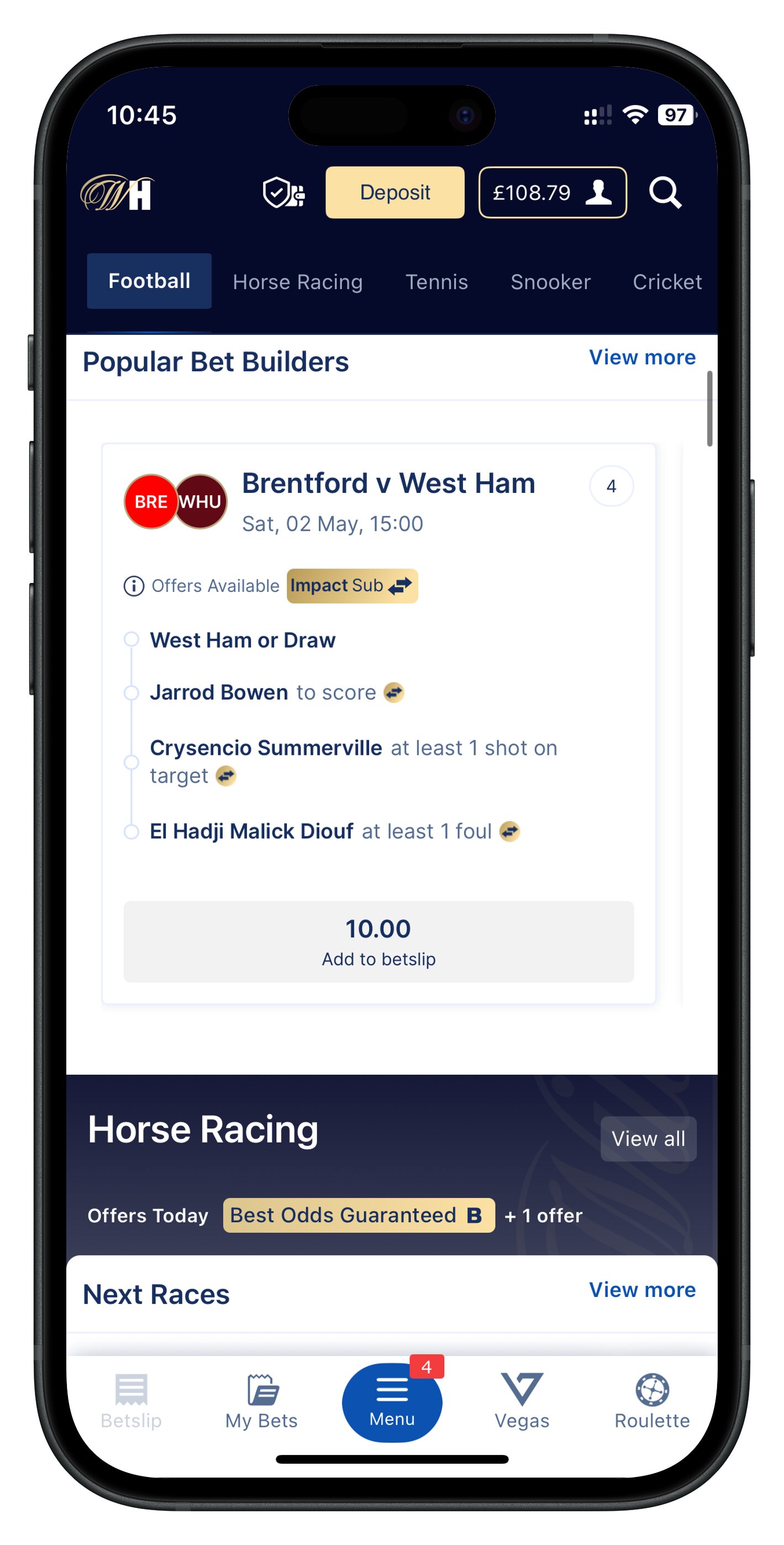 williamhill app popular bet builders
