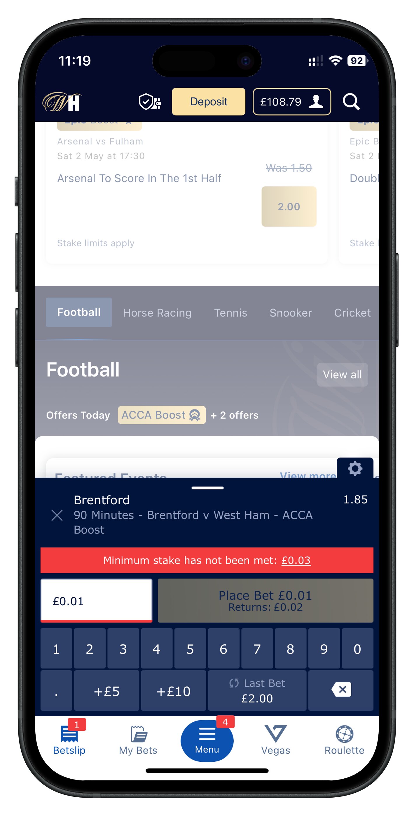 williamhill app minimum stake for single